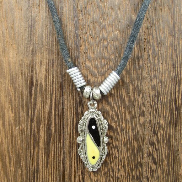 Jewelry - 18" Rustic Yin Yang Necklace Vintage Costume